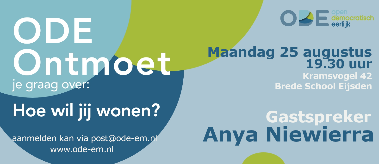 ODE ONTMOET op 25 augustus in Eijsden