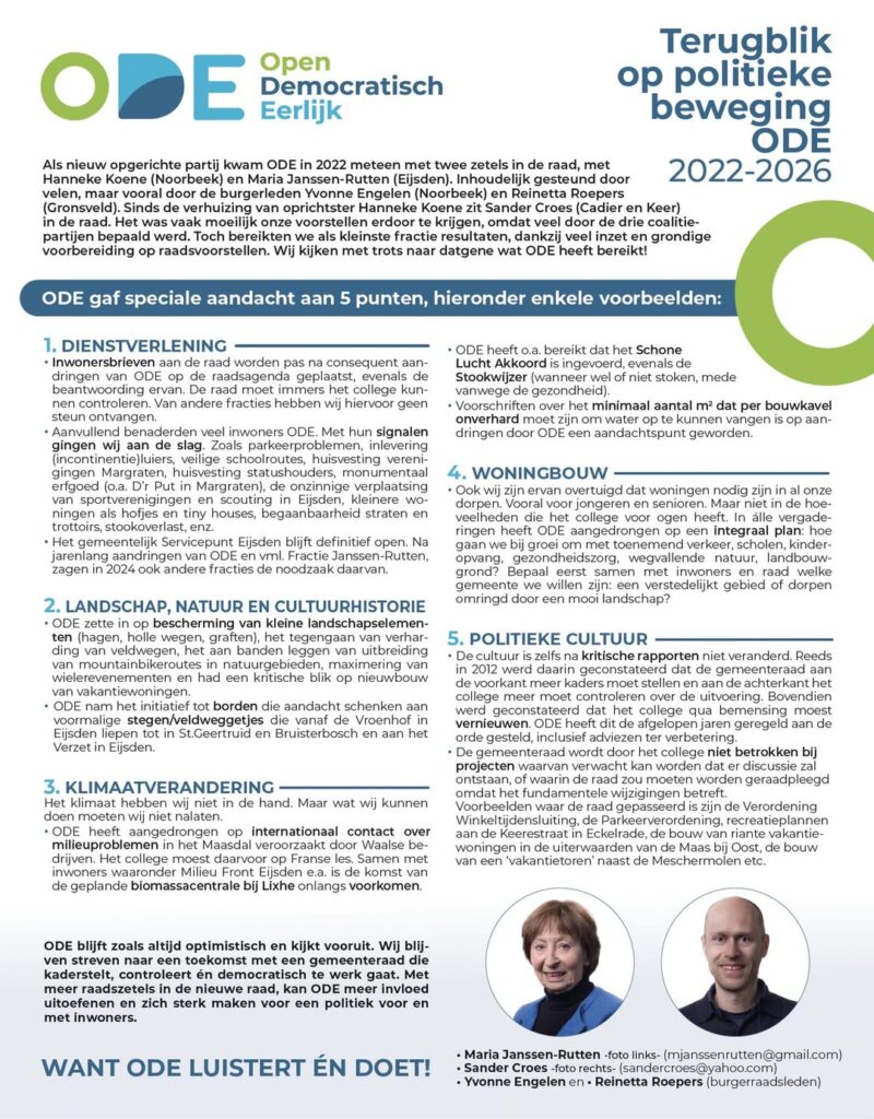 TERUGBLIJK ODE 2022-2026